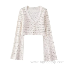 Women's hollow knitted cardigan